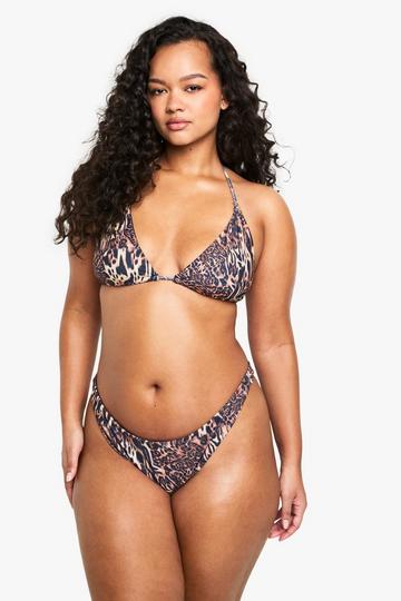 Plus Driehoekige Luipaardprint Essentials Bikini Top leopard