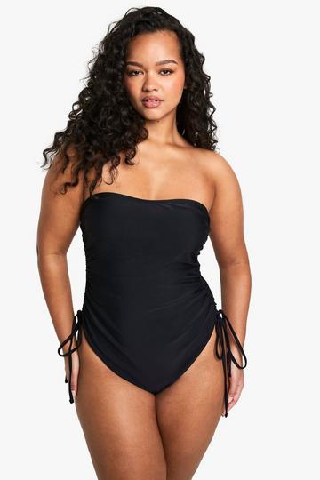 Plus Swimwear Essentials Ruched Tummy Control Swimsuit black