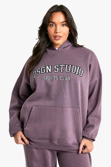 Plus Dsgn Studio Applique Oversized Hoodie grape