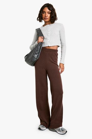 Tall Gebreide Wide Leg Broek chocolate