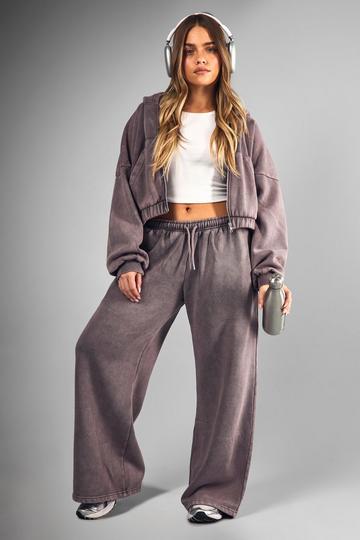 Petite Washed Wide Leg Jogger charcoal