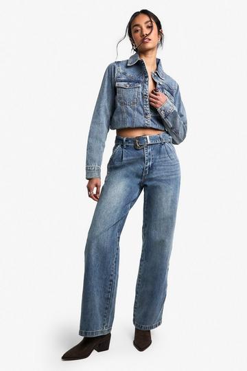 Western Jeans Met Gesp Detail mid blue