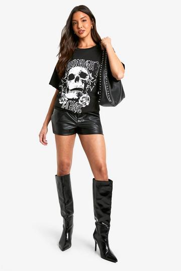 Halloween Midnight Skull Print Oversized T-shirt black