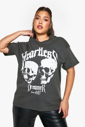 Plus Heartless Dreamer Oversized T-shirt charcoal