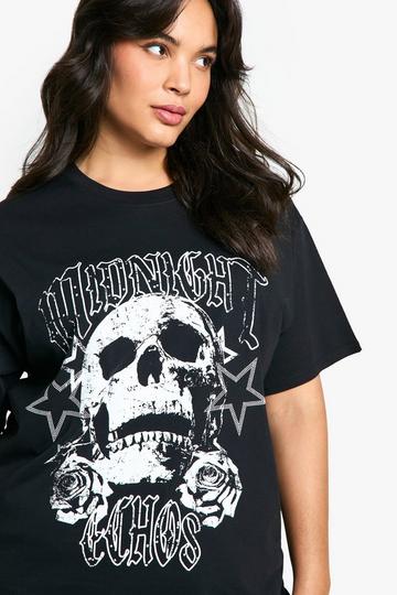 Plus Skull Print Oversized T-Shirt black