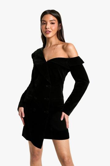 Velvet Off Shoulder Mini Dress black