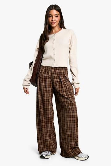 Geruite Geplooide Baggy Broek brown