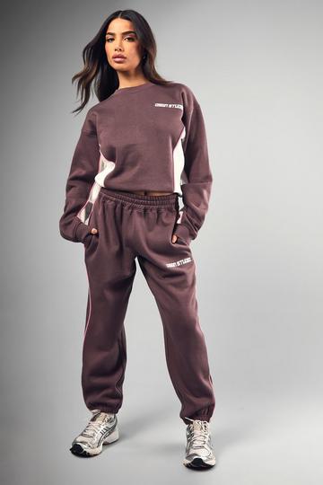 Petite DSGN Embroidered Panelled Tracksuit plum