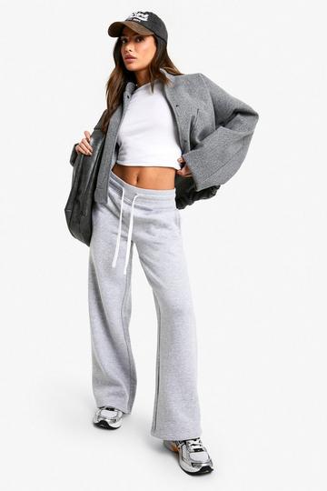 Grey Petite Tie Front Wide Leg Jogger