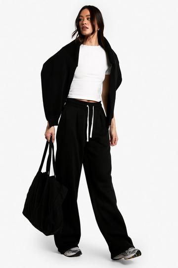 Tall Tie Front Wide Leg Jogger black