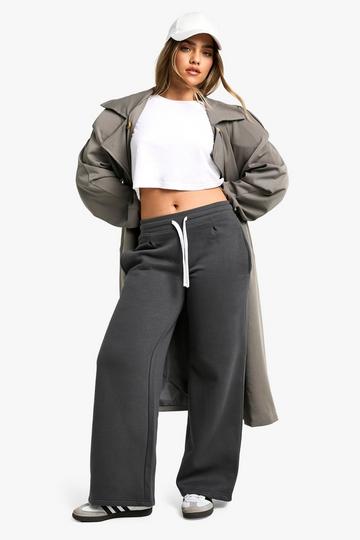 Petite Tie Front Wide Leg Jogger charcoal