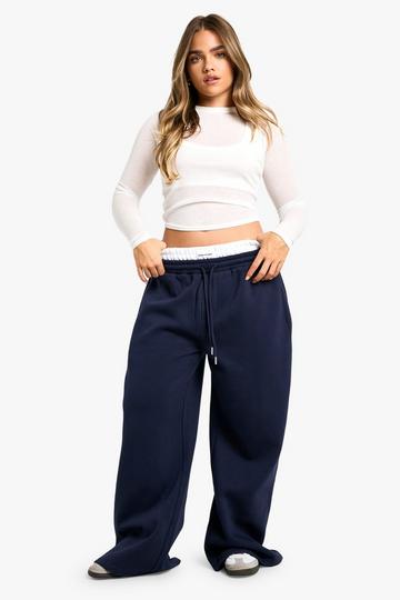 Petite Drawstring Wide Leg Jogger navy