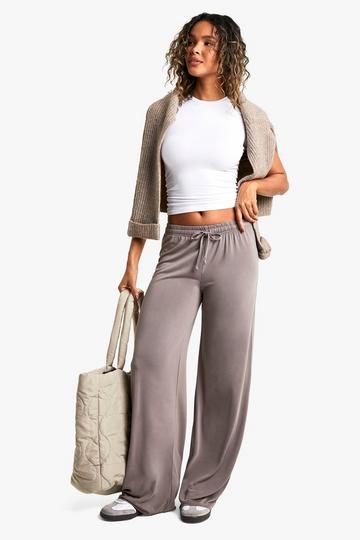 Peached Jersey Gathered Waist Wide Leg Trouser cedar