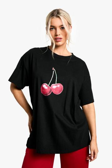 Oversized Kersen T-Shirt Met Print true black