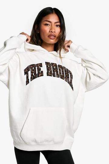 Oversized Luipaardprint Bronx Hoodie ecru