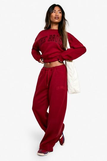 Red THE BRONX APPLIQUE MID RISE STRAIGHT LEG JOGGER