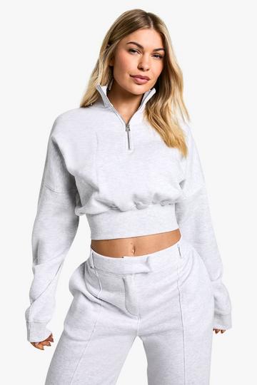 Quarter Zip Cropped Sweatshirt ash grey