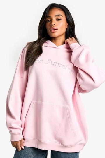 LOS ANGELES DIAMANTE HOTFIX OVERSIZED HOODIE baby pink