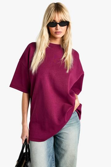 Premium Soft Touch Interlock Oversized T-Shirt plum