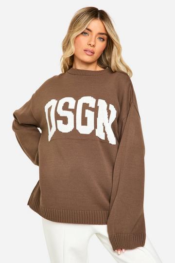 Gebreide DSGN Trui Met Crewneck taupe