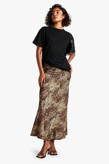 Tall Leopard Satin Midaxi Skirt animal