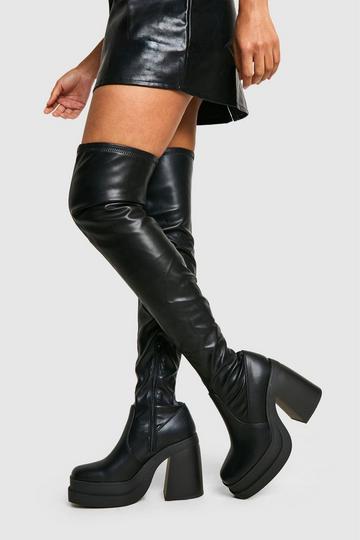 Black Over The Knee Platform Boots