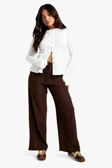 Petite Cable Knit Wide Leg Trousers chocolate