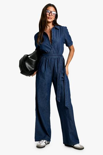 Chambray Denim Jumpsuit dark indigo