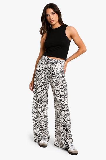 Petite Luipaardprint Wide Leg Broek leopard