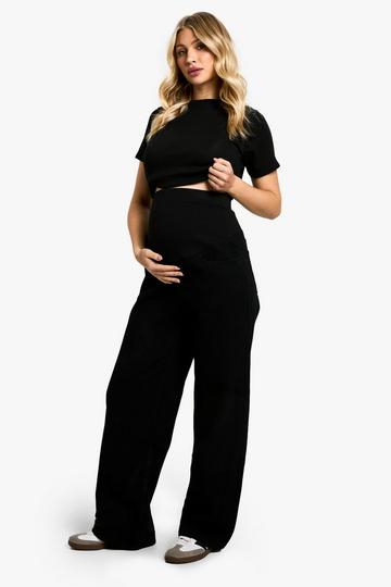 Maternity Over The Bump Wide Leg Jeans black