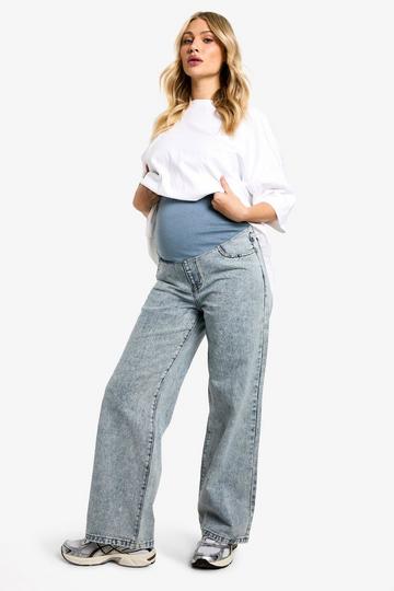 Light Brown Maternity Over The Bump Wide Leg Jeans