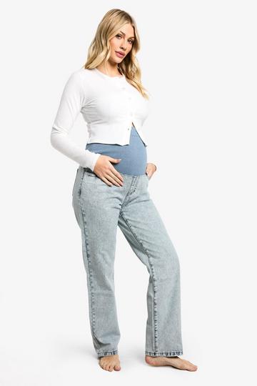 Maternity Over The Bump Mom Jeans light blue