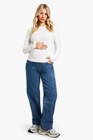 Maternity Over The Bump Straight Leg Jeans vintage wash