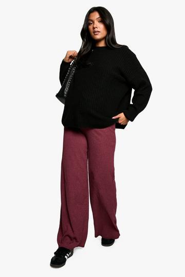 Zwangerschap Wide Leg Broek Met Textuur, Elastische Taille En Touwtjes wine