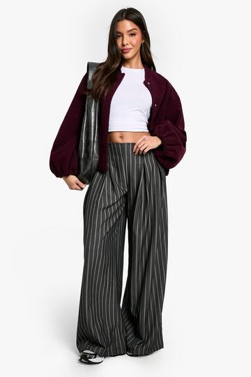 Stripe Pleat Detail Slouchy Trouser charcoal