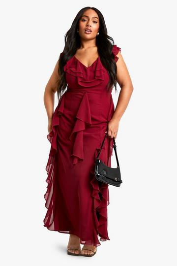 Plus Ruffle Detail Maxi Dress plum