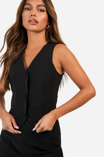 Super Stretch Button Waistcoat black