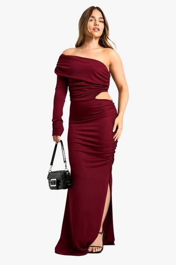 Petite Asymmetric Drape Detail Maxi Dress plum