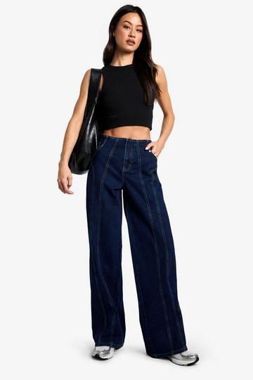 Tall Indigo Wide Leg Jeans Met Naaddetail indigo