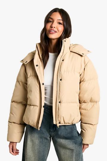 Stone Beige Short Puffer Jacket