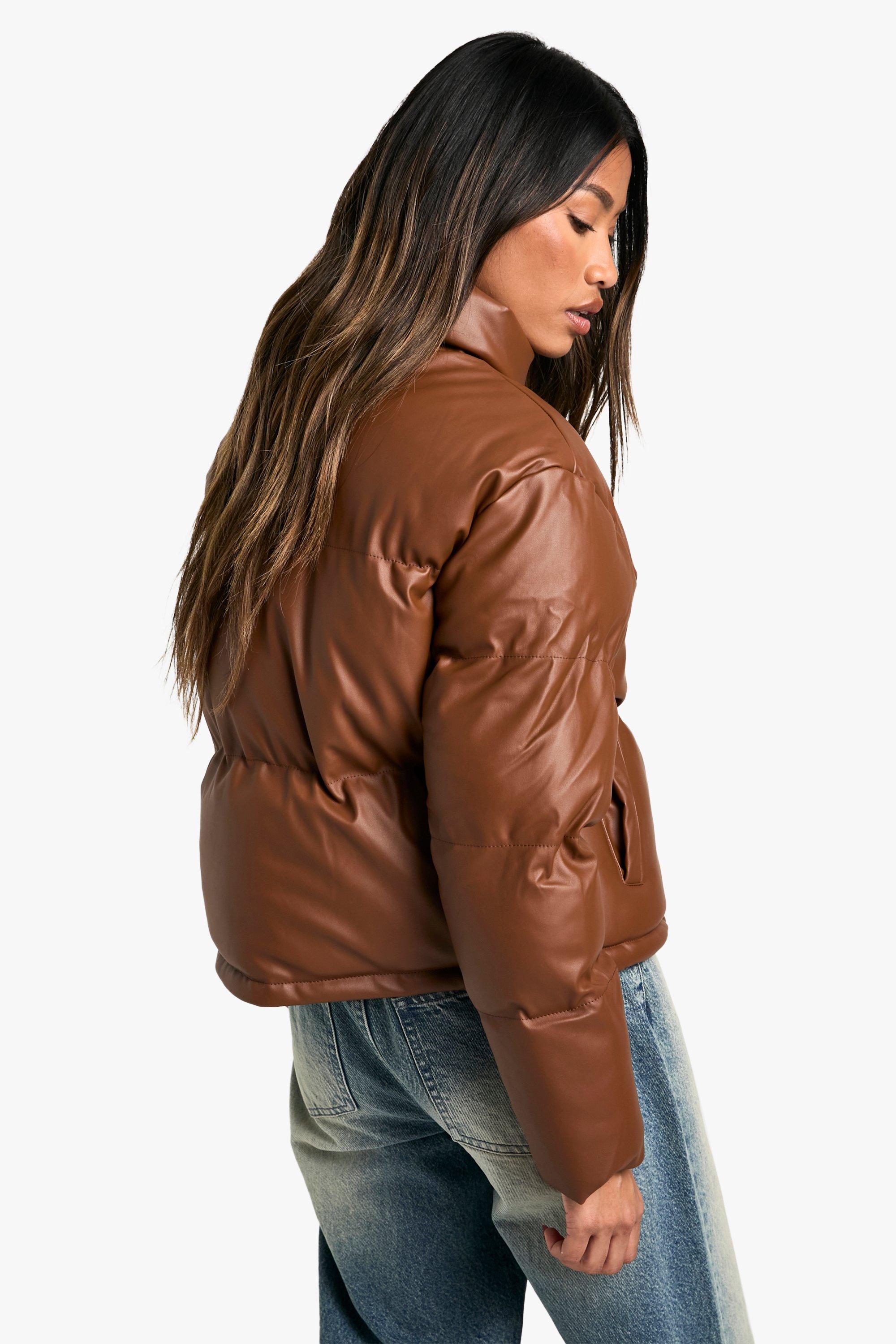 Tan puffer jacket women's on sale