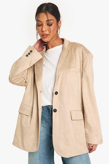 Faux Suede Blazer beige