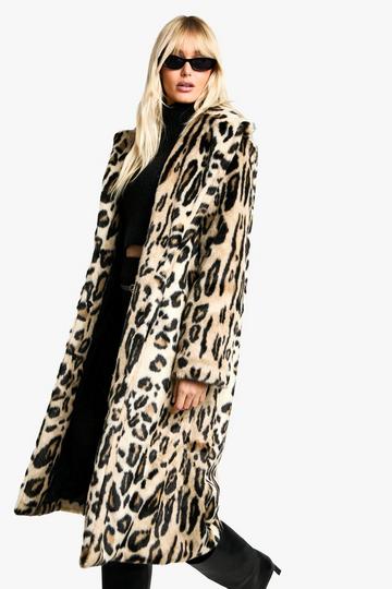 Multi Premium Leopard Faux Fur Maxi Coat