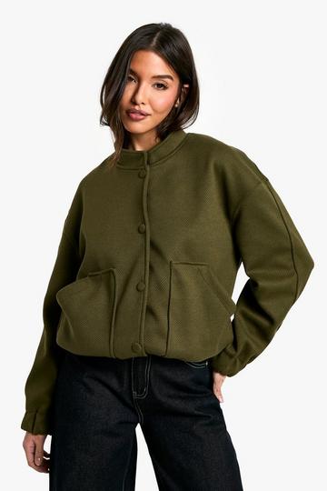 Wool Look Bomber Jacket khaki