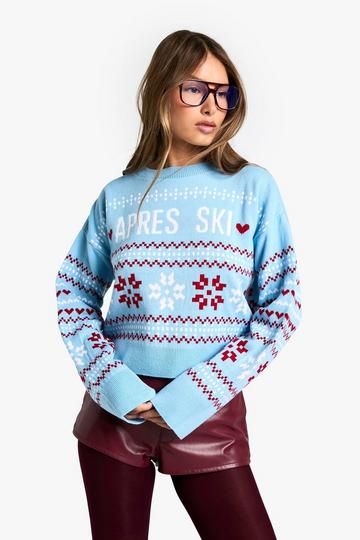 Apres Ski Christmas Crop Jumper blue