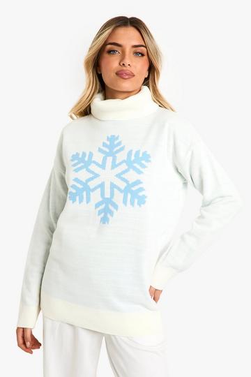 Snowflake Print Christmas Jumper cream