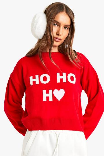 Ho Ho Ho Crop Christmas Jumper red