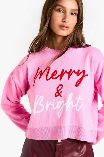 Korte Merry & Bright Kersttrui pink