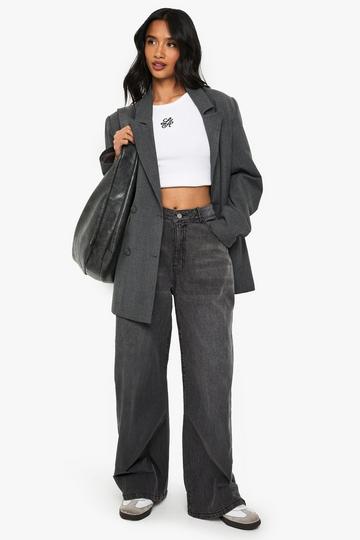 Petite Basic Wide Leg Jean mid grey