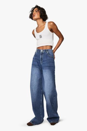 Tall Basic jeans med vida ben acid wash dark blue